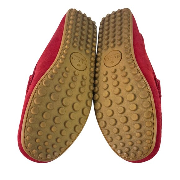 GUCCI 450892 Red Suede Leather Driver Horsebit Webb Men's Loafers 6.5UK - 7US - Picture 10 of 10